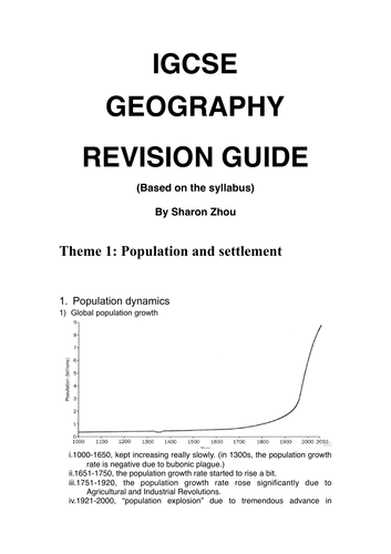 IGCSE Geography Revision Guide (from population to river)