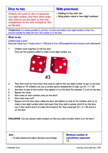 Add by bridging 10 using number bonds to 10 - Problem-Solving Investigation - Year 1