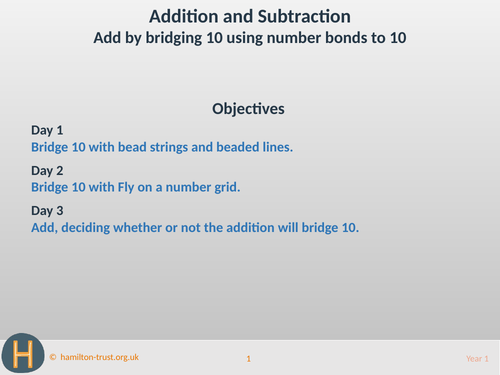 Add by bridging 10 using number bonds to 10 - Teaching Presentation - Year 1