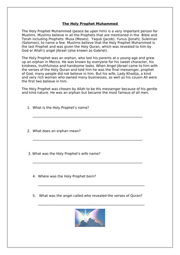 Holy Prophet worksheets