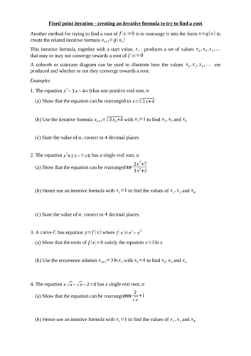 Fixed point iteration (new A level maths)
