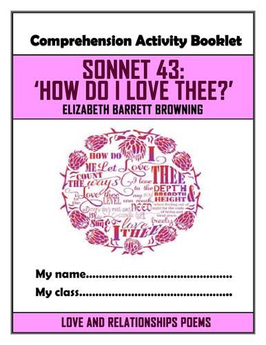 Sonnet 43 How Do I Love Thee Comprehension Activities Booklet Teaching Resources