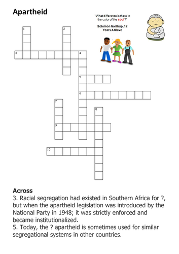 Apartheid Crossword