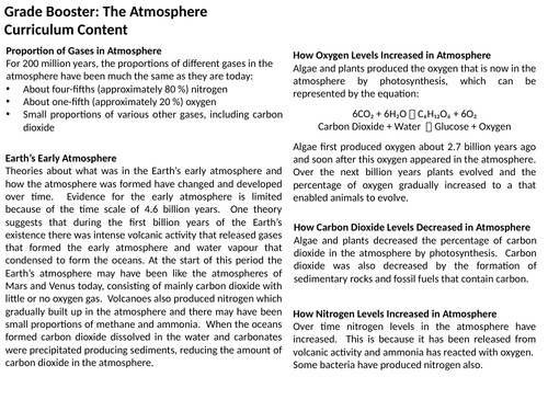 AQA GCSE: The Atmosphere Revision: Chemistry Paper 2
