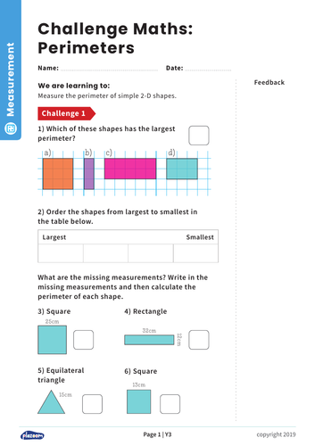 Perimeters: Y4 – Measurement – Maths Challenge
