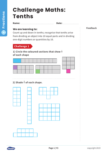 Tenths: Y3 – Fractions – Maths Challenge