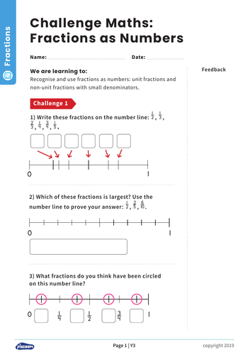 Fractions as Numbers: Y3 – Fractions – Maths Challenge