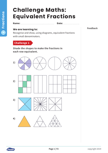 Equivalent Fractions: Y3 – Fractions – Maths Challenge