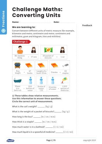 Converting Measurements: Y5 – Measurement – Maths Challenge