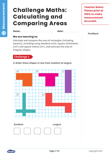 Calculating Areas: Y5 – Measurement – Maths Challenge