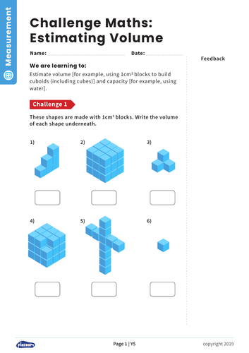 Estimating Volume: Y5 – Measurement – Maths Challenge