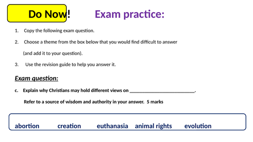 Christianity GCSE - Life and Death revision with exam technique