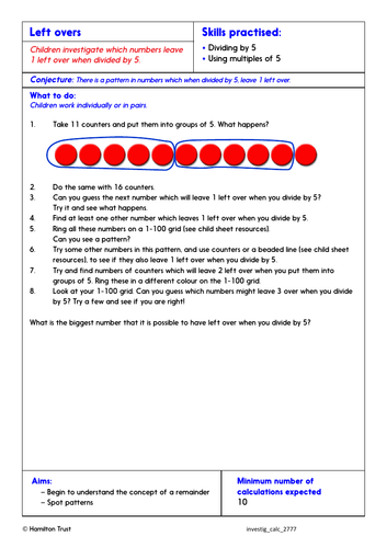 Understand division as inverse of multiplication - Problem-Solving Investigation - Year 2