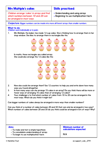 Solve divisions as inverse of multiplication - Extra Support Activity - Year 2