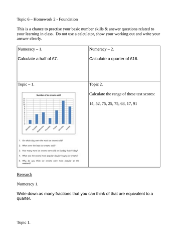 Collecting and representing data homework pack. Maths KS3/GCSE