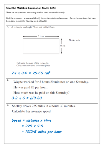 Spot the Mistake: GCSE Maths Revision