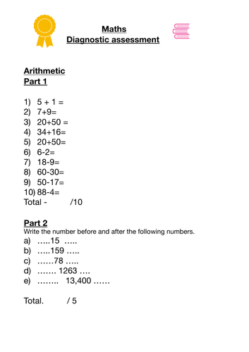 Maths grade 4 - 6 diagnostic assessment with additional word search