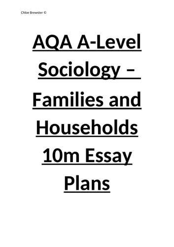 a level sociology essay plans