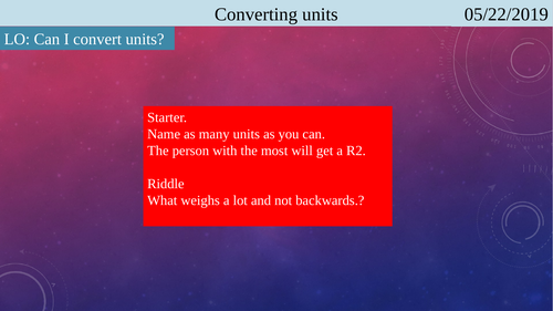 Converting units for higher