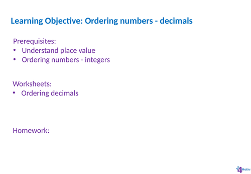 Ordering decimals