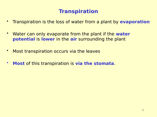 PowerPoint presentation on Transpiration