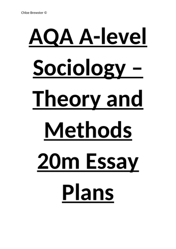 a level sociology essay plans