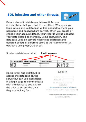 Introduction to SQL injection and updating computer systems