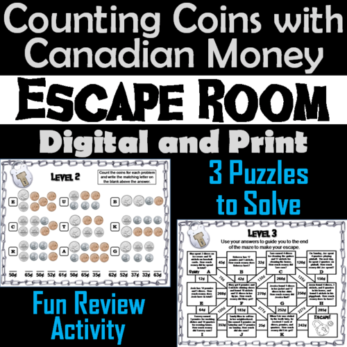 Counting Coins With Canadian Money Game: Escape Room Math