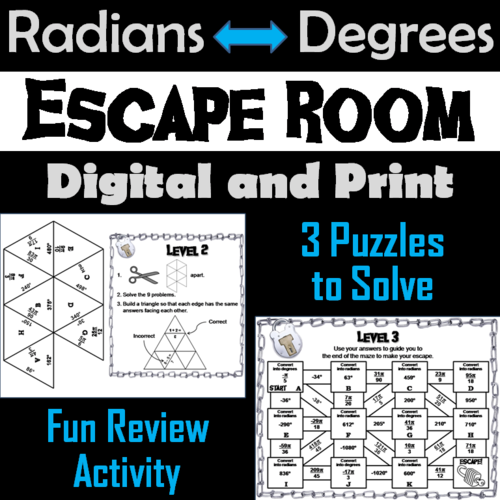 Converting Radians and Degrees Activity: Geometry Escape Room - Trigonometry