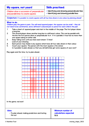 Right angles as turns; angles in 2-D shapes - Problem-Solving Investigation - Year 3