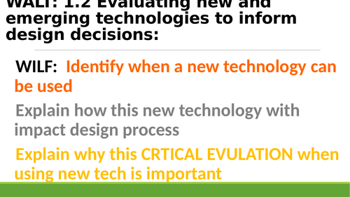 Edexcel Design and Technology AC1.2 Evaluating technologies