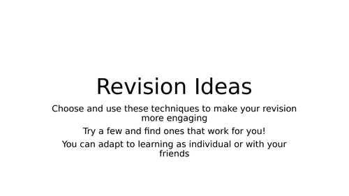 Revision Ideas! New and different methods to try!