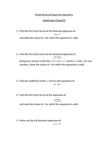 Mixed Binomial Expansion A level