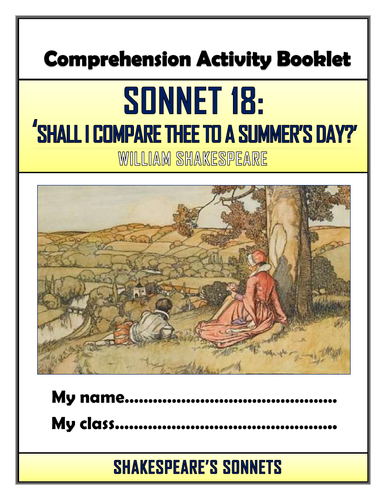 Shakespeare's Sonnet 18 - 'Shall I compare thee to a summer's day?' Comprehension Activities Booklet