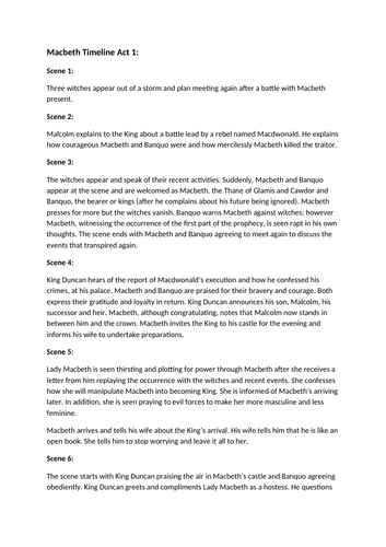 Macbeth - Timeline Summary Acts 1-3