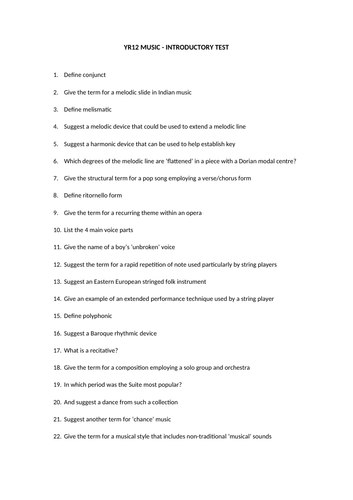 Year 12 Introductory Test (Edexcel)