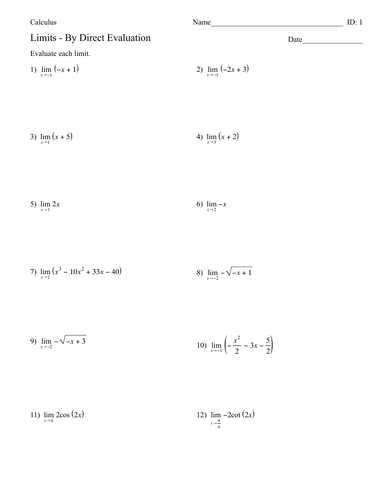 Calculus Limits Teaching Resources