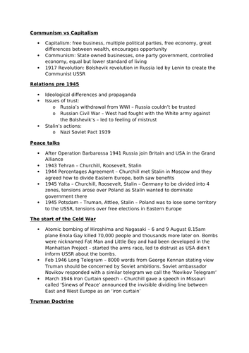 AQA History GCSE Conflict and Tension between East and West 1945-1972 Cold War