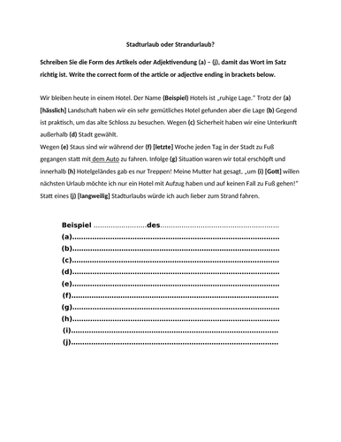 iGCSE style grammar question - Genitive case