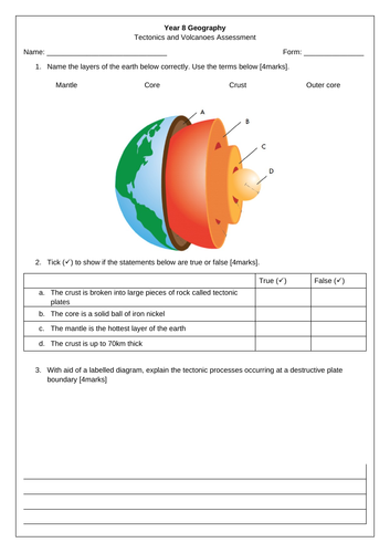 Tectonics and Volcanoes Assessment