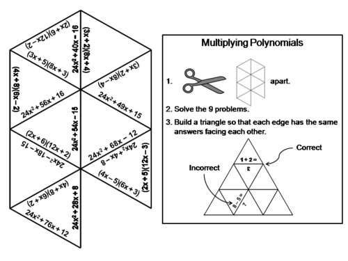 Multiplying Polynomials Game: Math Tarsia Puzzle