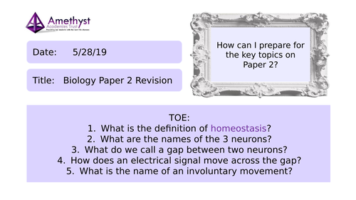 AQA (9-1) GCSE Biology Trilogy - Paper 2 Revision PowerPoint w/ Questions.