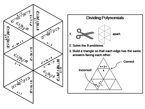 Dividing Polynomials Game: Math Tarsia Puzzle