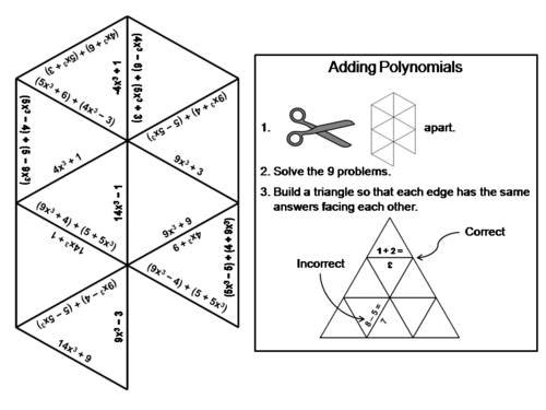 Adding Polynomials Game: Math Tarsia Puzzle