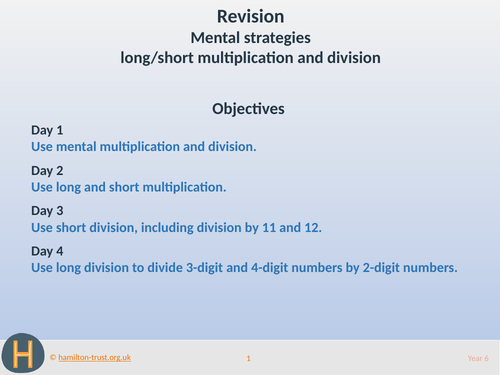Mental strategies; long/short multiplication - Teaching Presentation - Year 6