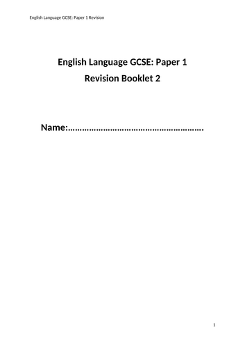 AQA English Language Paper 1 Revision | Teaching Resources