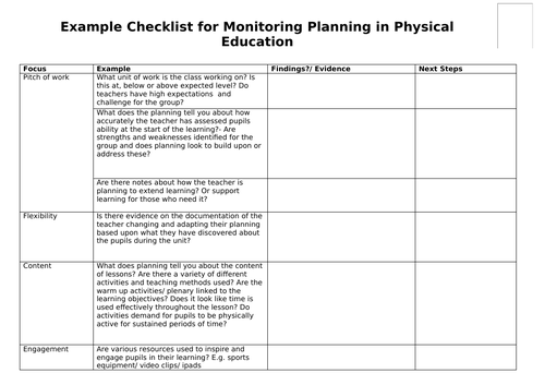 PE planning scrutiny form