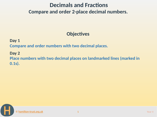 Compare and order 2-place decimal numbers - Teaching Presentation - Year 4
