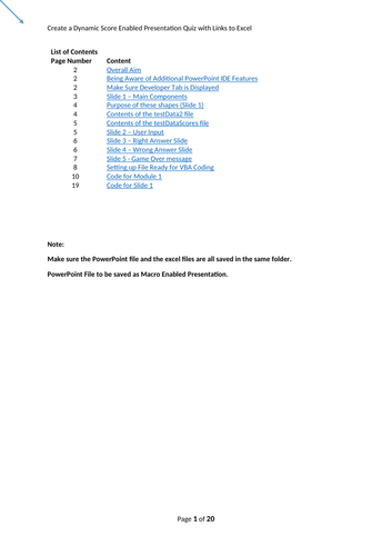 Create a Dynamic Score Enabled Presentation Quiz with Links and Images from Excel