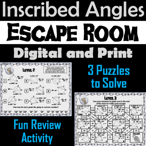 Central and Inscribed Angles Activity: Geometry Escape Room Math